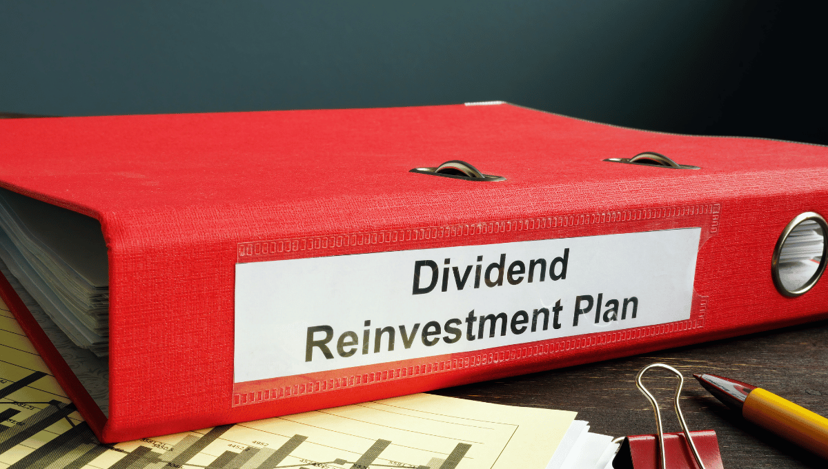 file folder with the spine labelled Dividend Reinvestment Plan