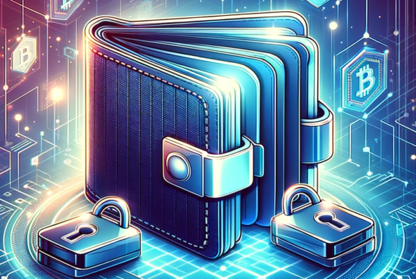 digital wallet secured with multiple locks, symbolizing multisig technology, surrounded by cryptographic symbols and digital elements